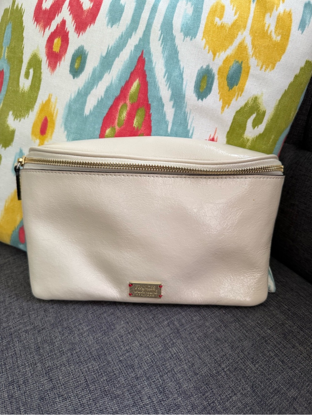 Frances Valentine Cream Patent Leather Sling purse Beltbag like new
